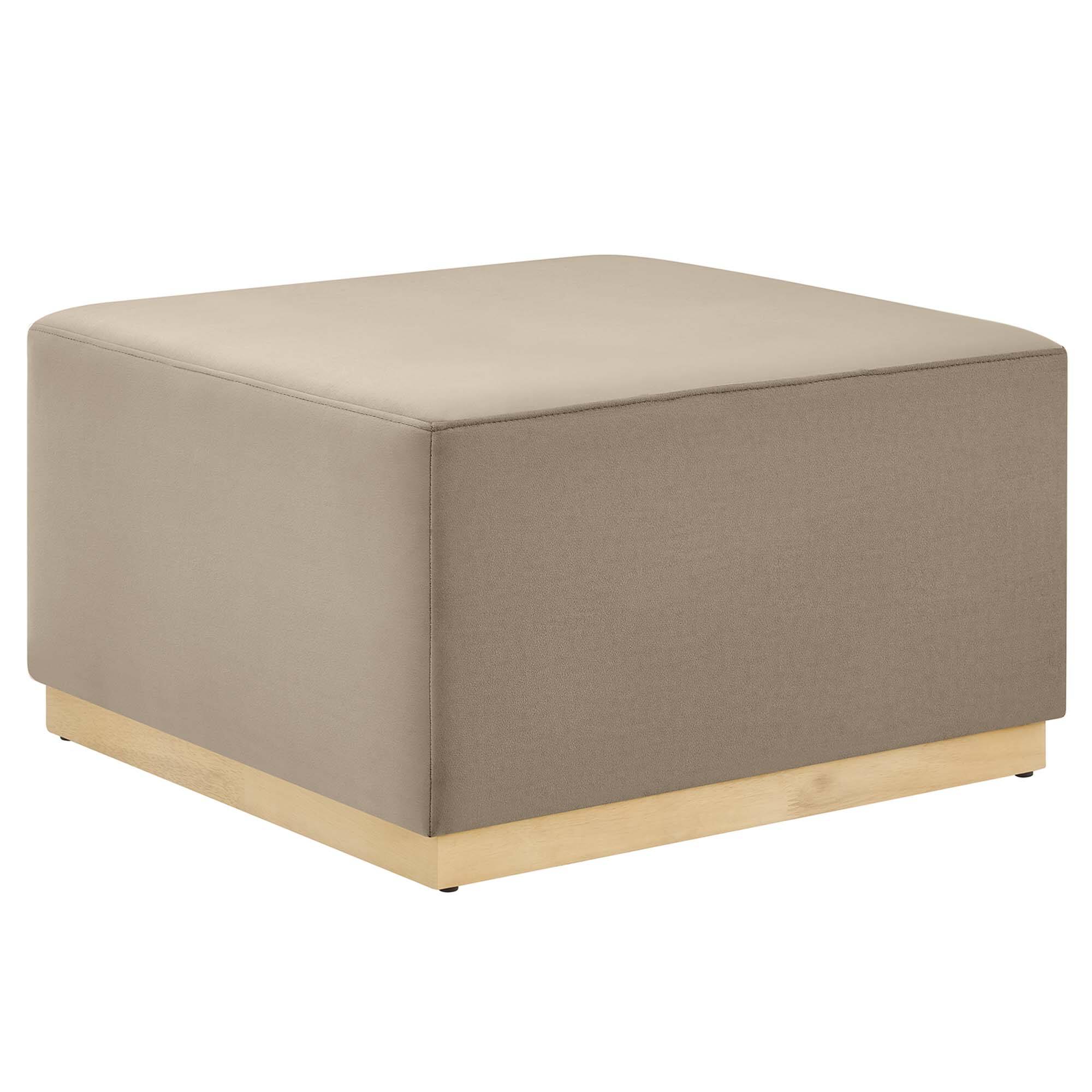 Angle. Modway - Tilden Large 28" Square Performance Velvet Upholstered Ottoman by Modway - Taupe Natural.