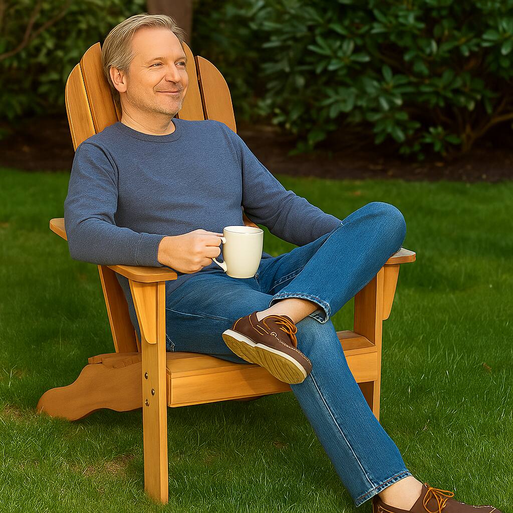 Angle. Hivvago - Ergonomic Patio Chair Crafted with Durable Acacia Wood - Natural.