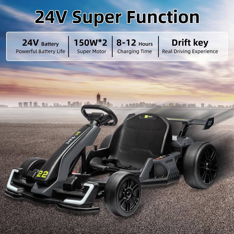 24V Super Function

- 24V Battery
  - Powerful Battery Life

- 150W*2
  - Super Motor

- 8-12 Hours
  - Charging Time

- Drift key
  - Real Driving Experience