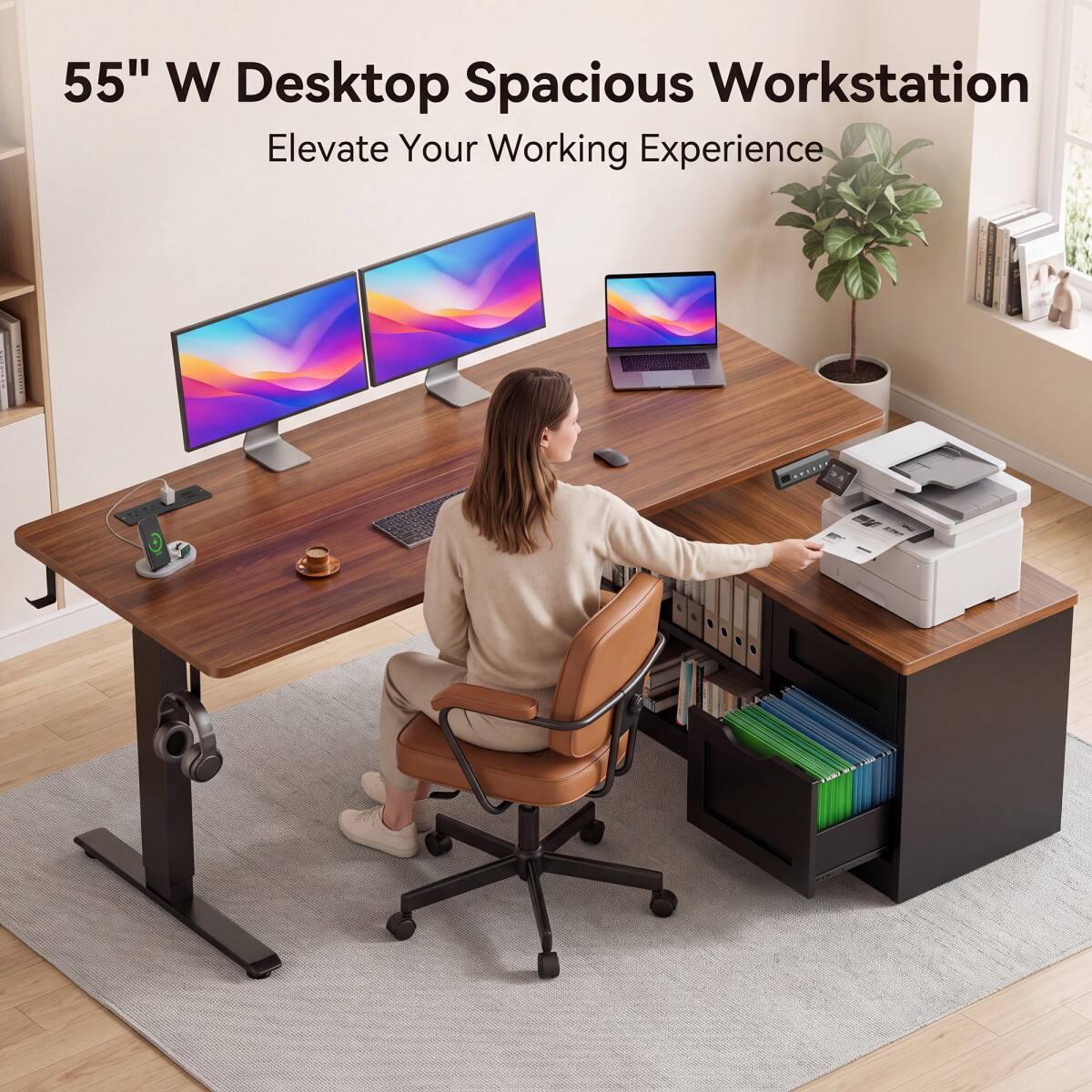 55" W Desktop Spacious Workstation  
Elevate Your Working Experience