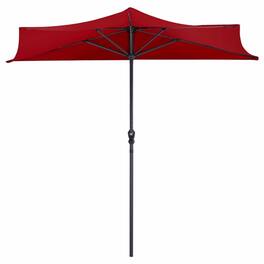 Kadyn - 9Ft Patio Bistro Half Round Umbrella -Dark Red, Patio Offset Umbrella with Tilt Adjustment, Outdoor Hanging Umbrella