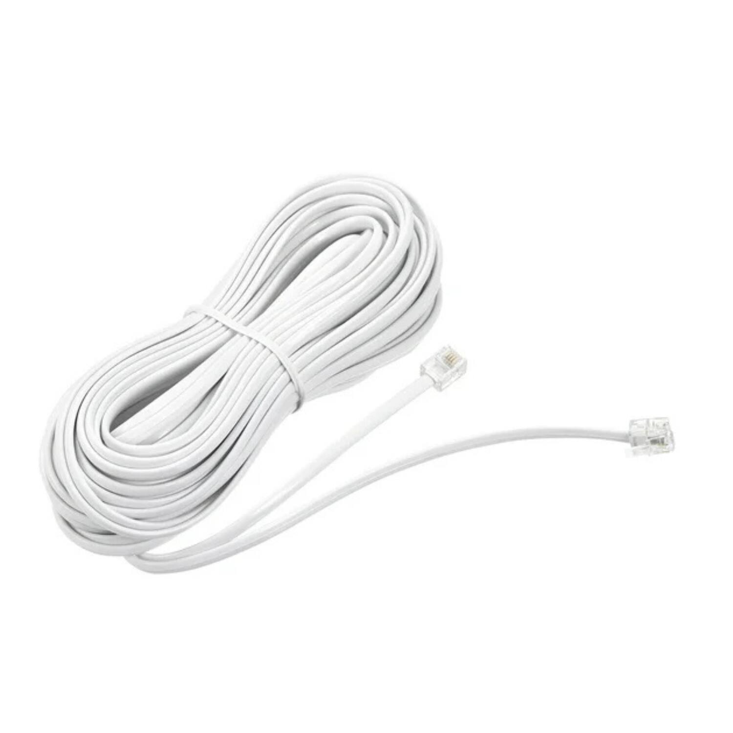 Back. Home Collection - 2Pack 25 FT Telephone Extension Cord RJ11 4C Modular Phone Cable Line Wire - White.