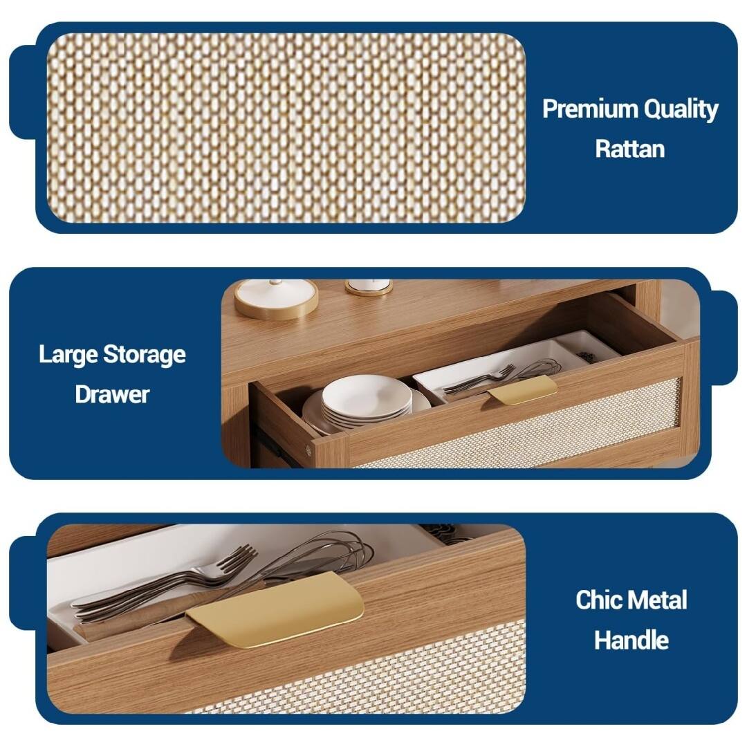 - Premium Quality Rattan
- Large Storage Drawer
- Chic Metal Handle