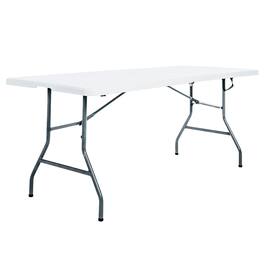 Peakform - Compact Fold In Half Banquet Table for Indoor Outdoor Use, 6 Ft - White