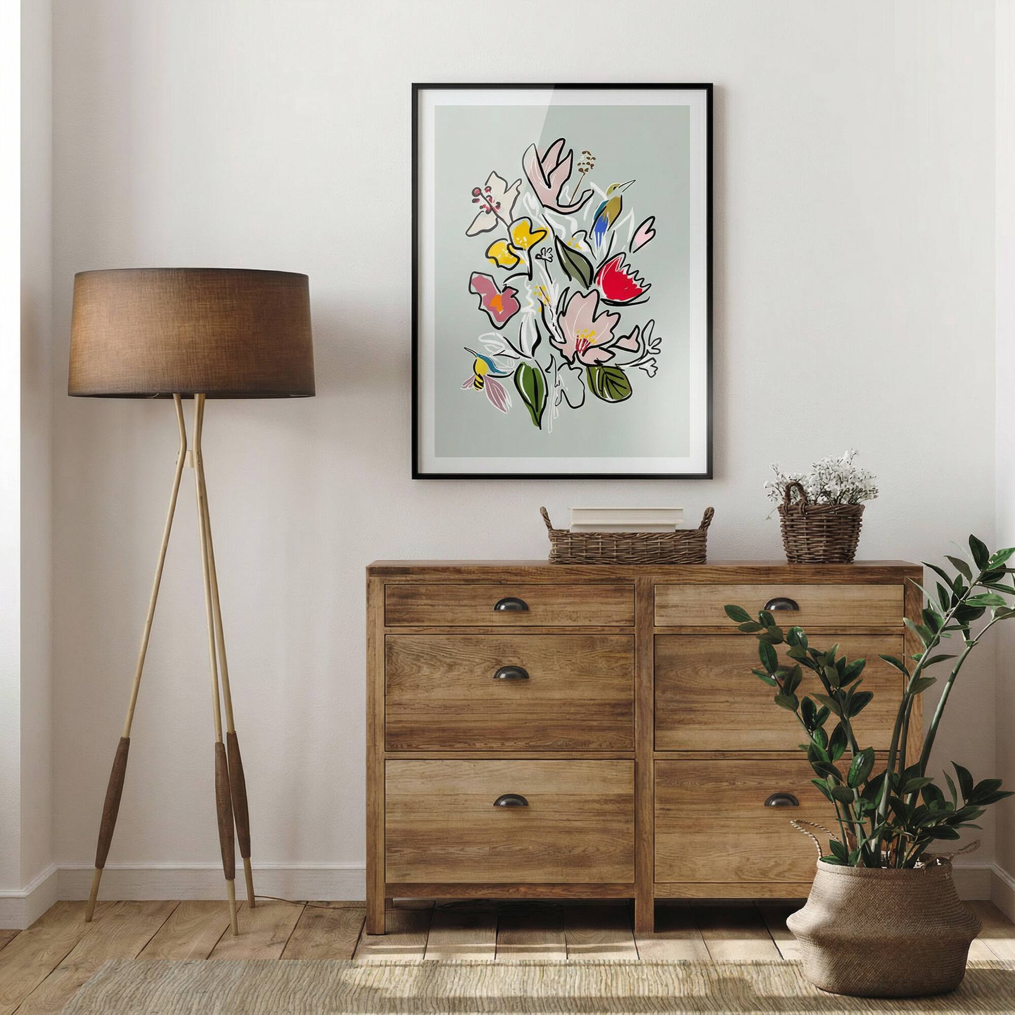 Alt View 1. HOMLUX - 1 Piece Framed Floral Bouquet Canvas Wall Art Modern Botanical Wall Decor Flower Canvas Print 36 in. x 24 in. - Multi-Colored.