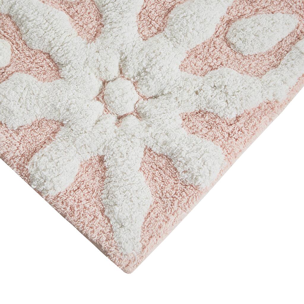 Alt View 1. APRILSOUL - Global Medallion Cotton Bath Rug Plush Super Absorbent Multiple Sizes Colors - Pink.