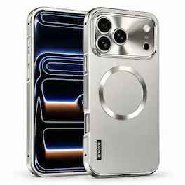 Dteck - For Apple iPhone 18 Pro Max Aluminum Metal Frame PC Back Drop Protection Shockproof Mag Safe Case Camera Lens Cover - Titanium