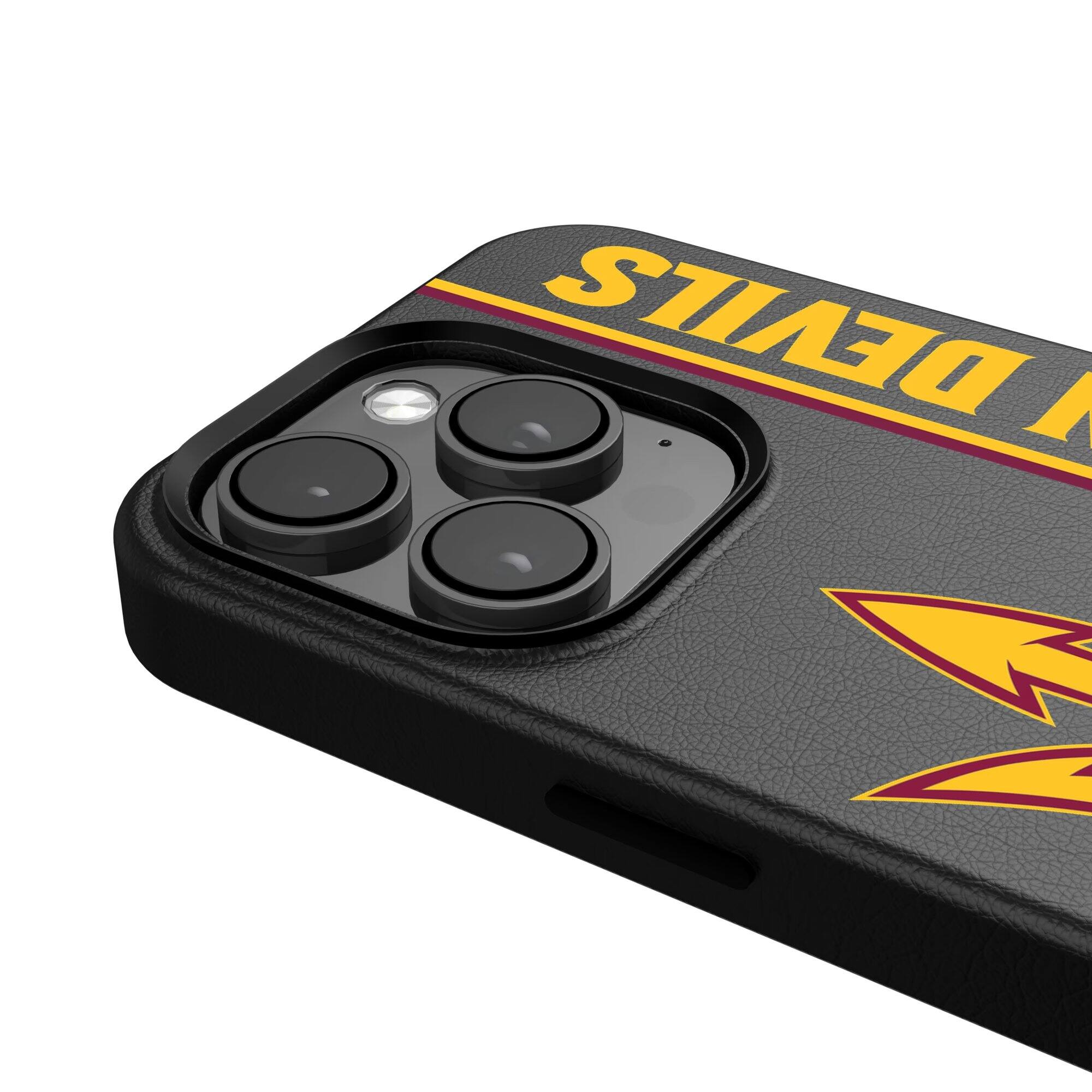 Alt View 3. Keyscaper - Arizona State Sun Devils iPhone Magnetic Bump Case - 15 Plus - Black.