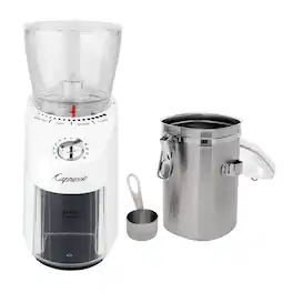 Capresso - Infinity Plus Conical Burr Grinder with Coffee Canister - White