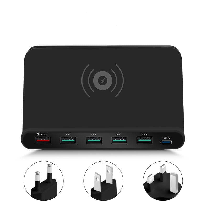 Cluzine - Vertical Foldable Wireless Charger Stand, 160W High Power Fast Charging Dock with 6 Ports