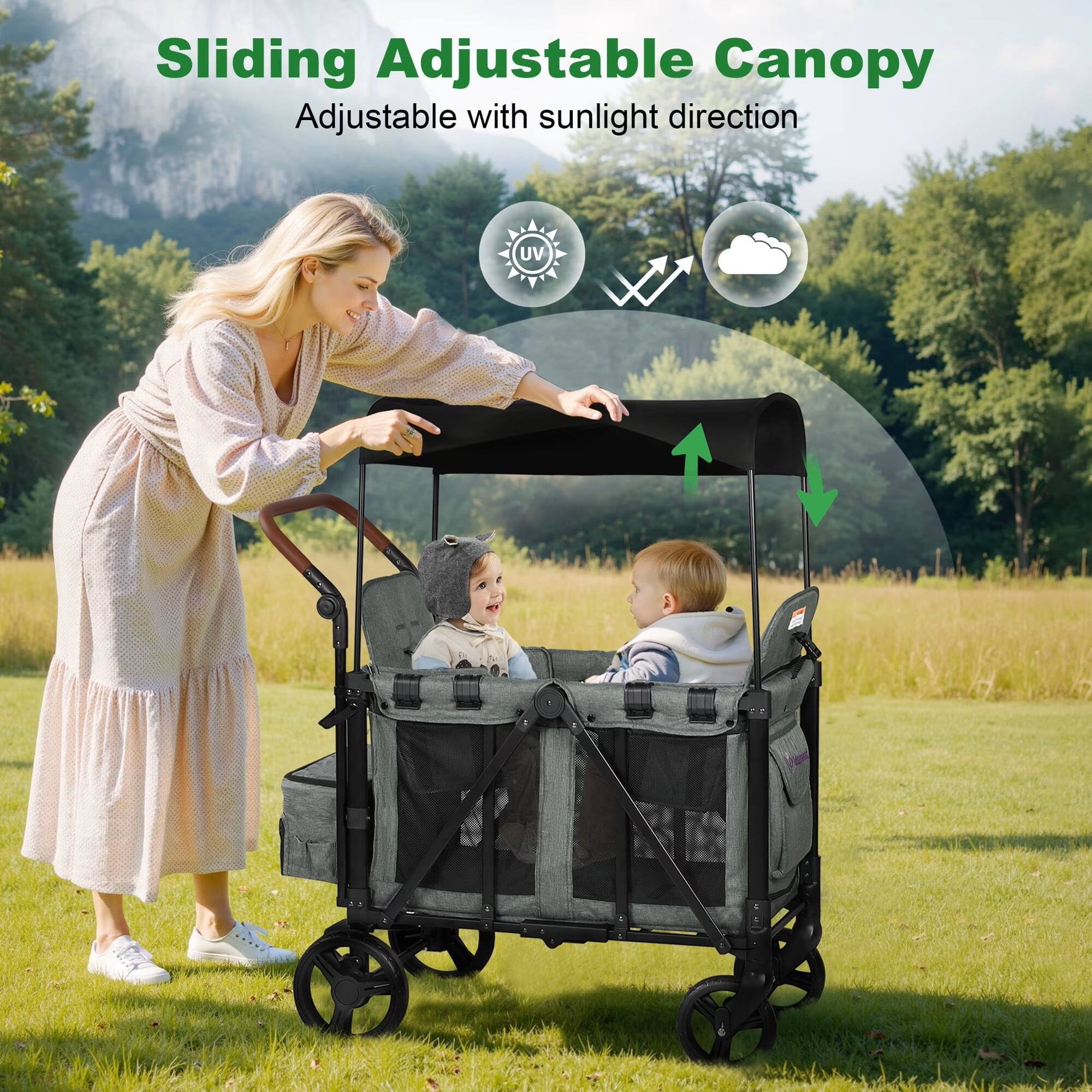 Sliding Adjustable Canopy  
Adjustable with sunlight direction  
UV