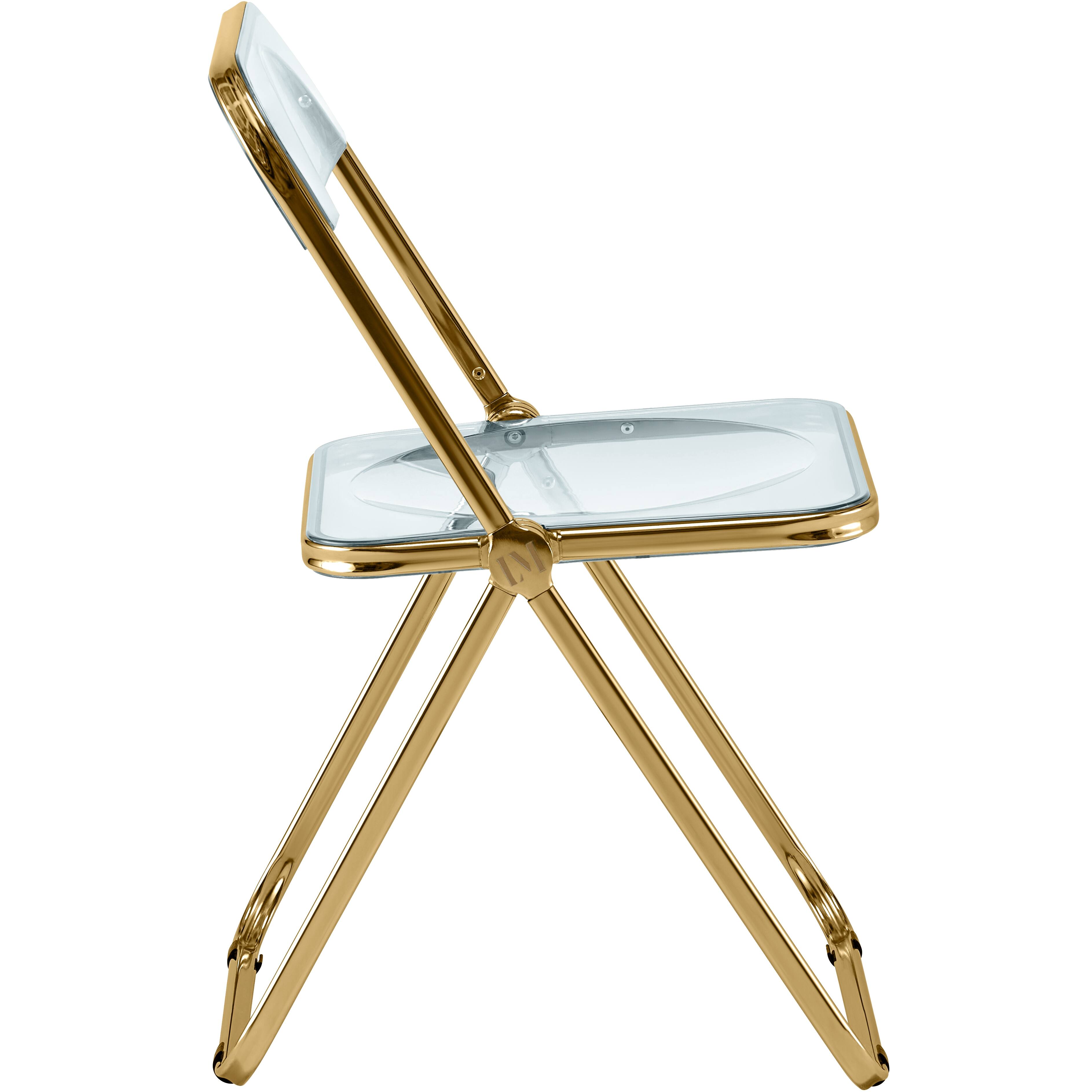 Alt View 2. LeisureMod - Lawrence 4-PCS Modern Acrylic Folding Chair with Gold Chrome Steel Frame - Space-Saving Portable Chair - Jade Green.