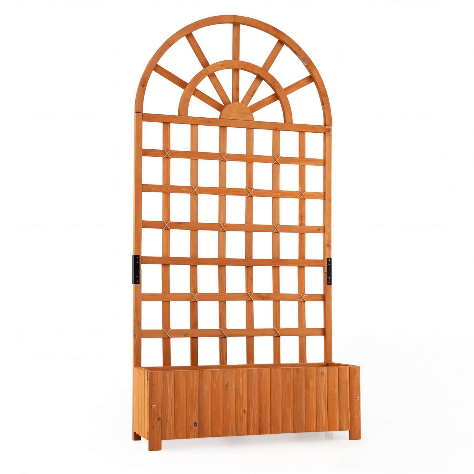 "Costway - 1 PCS 71"" Wooden Raised Garden Bed with Trellis, Drainage Holes for Flowers Vegetables - Brown" price history on PriceWatchPro