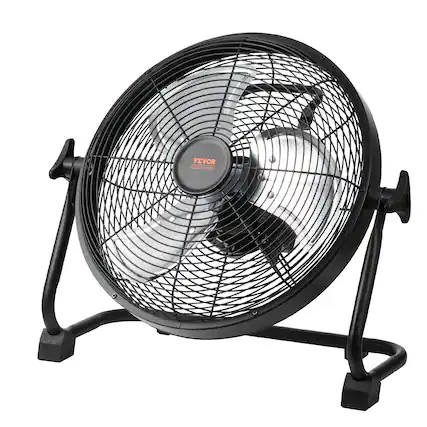 Front. VEVOR - Cordless Fan 12 in, Portable Quiet Personal Fan, 360 Degree Manual Pivoting Head, Stepless Speed Regulation Fan - Black.