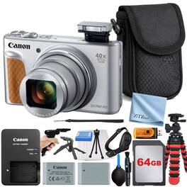 Canon - PowerShot SX740 HS Camera with 64GB Card + ZeeTech Professional Bundle - Silver