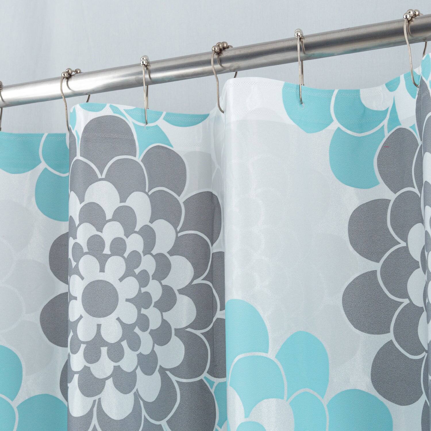 Left. RT Designers Collection - RT Designers Collection 90GSM Peva Glit Printed Marigold Shower Curtain 70" x 72" Seafoam - Seafoam.