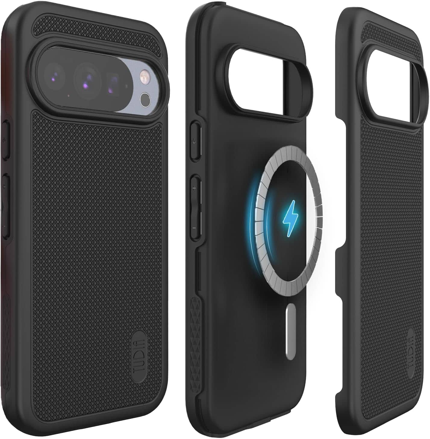 TUDIA - MergeGrip for Google Pixel 10 Case / Pixel 10 Pro Case 2025 Compatible with Magsafe & Pixelsnap - Black - Magnetic Black