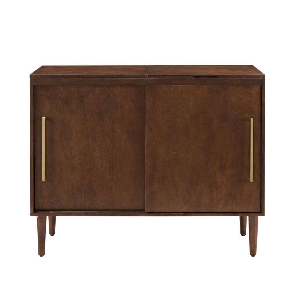 Back. FurniFact - Mahogany Media Console with Anti-Tip Hardware and Sturdy Design - Mahogany.