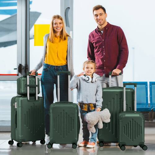 Alt View 7. Winado - 12+16+20+24+28 Inch Luggage Set 5 Piece Suitcase Sets with TSA Lock ABS Hardside - Green.