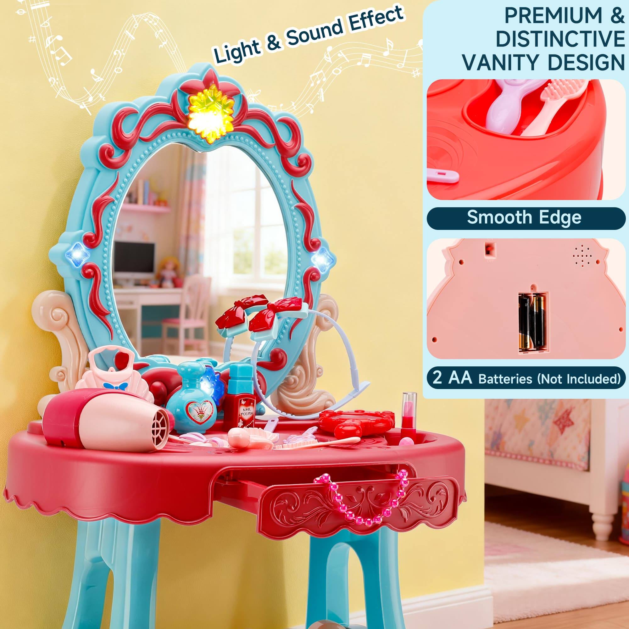 Light & Sound Effect  
PREMIUM & DISTINCTIVE VANITY DESIGN  
Smooth Edge  
2 AA Batteries (Not Included)