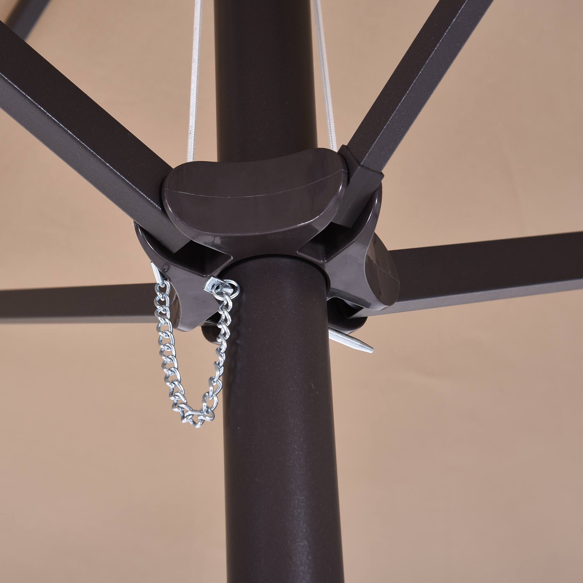 Alt View 7. Outsunny - Extra Large 15 ft Patio Umbrella, Double-Sided Large Outdoor Umbrella with Crank Handle and Air Vents - Tan.