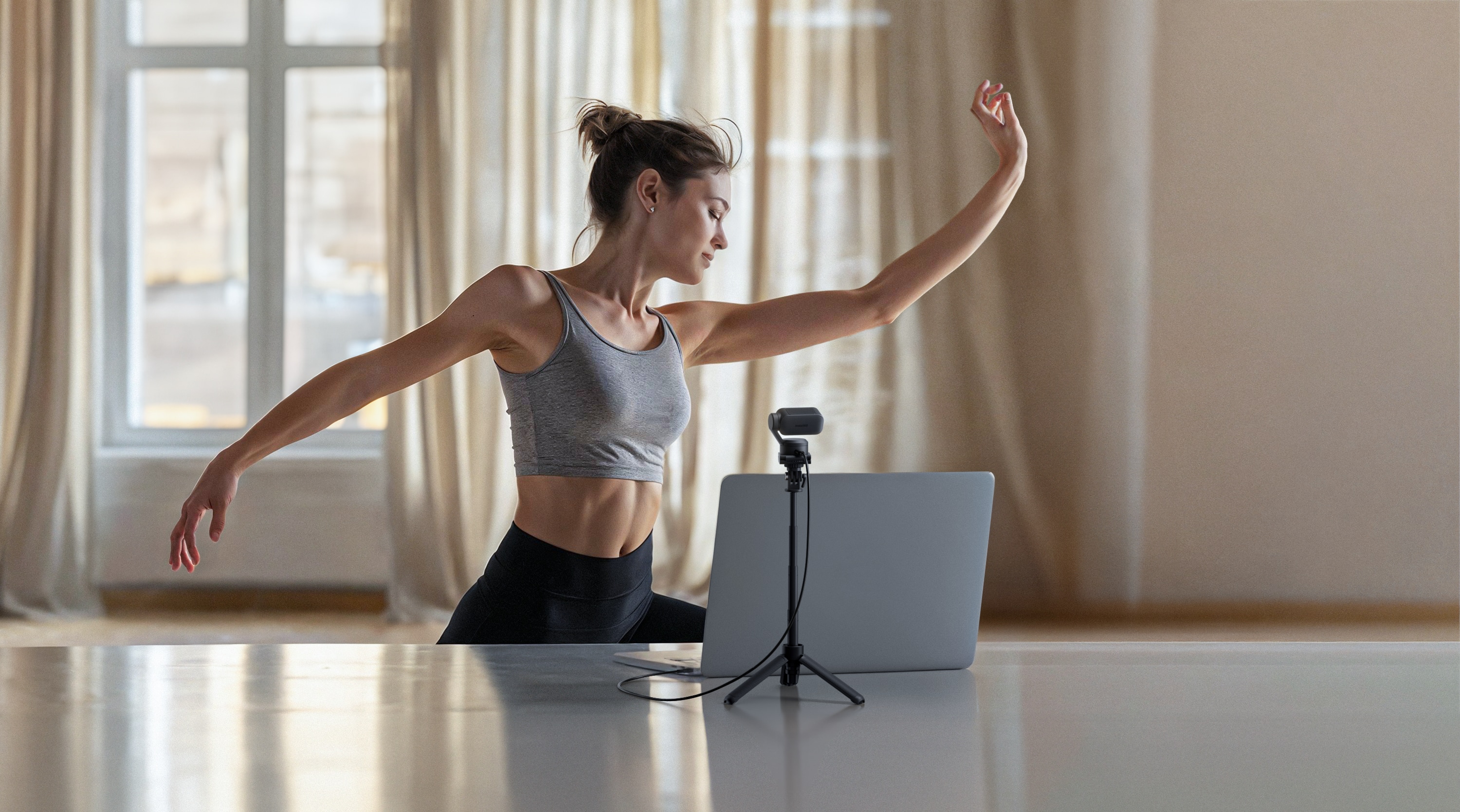 Alt View 19. Insta360 - Link 2 PTZ 4K Webcam for Conferencing, Gaming & Streaming, 1/2" Sensor, AI Tracking, works w/ Zoom, Teams, Twitch & more - Black.