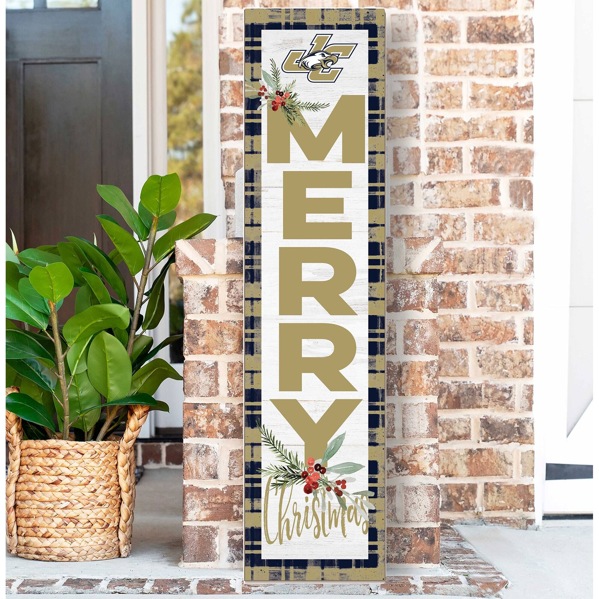 Alt View 1. Jardine - Juniata Eagles 12'' x 48'' Outdoor Merry Christmas Leaner - White.
