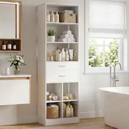 Aheaplus - 22" Bathroom Cabinet with Drawers, Small Storage Organizer for Vanity & Laundry, 2.58 ft³ Capacity - White