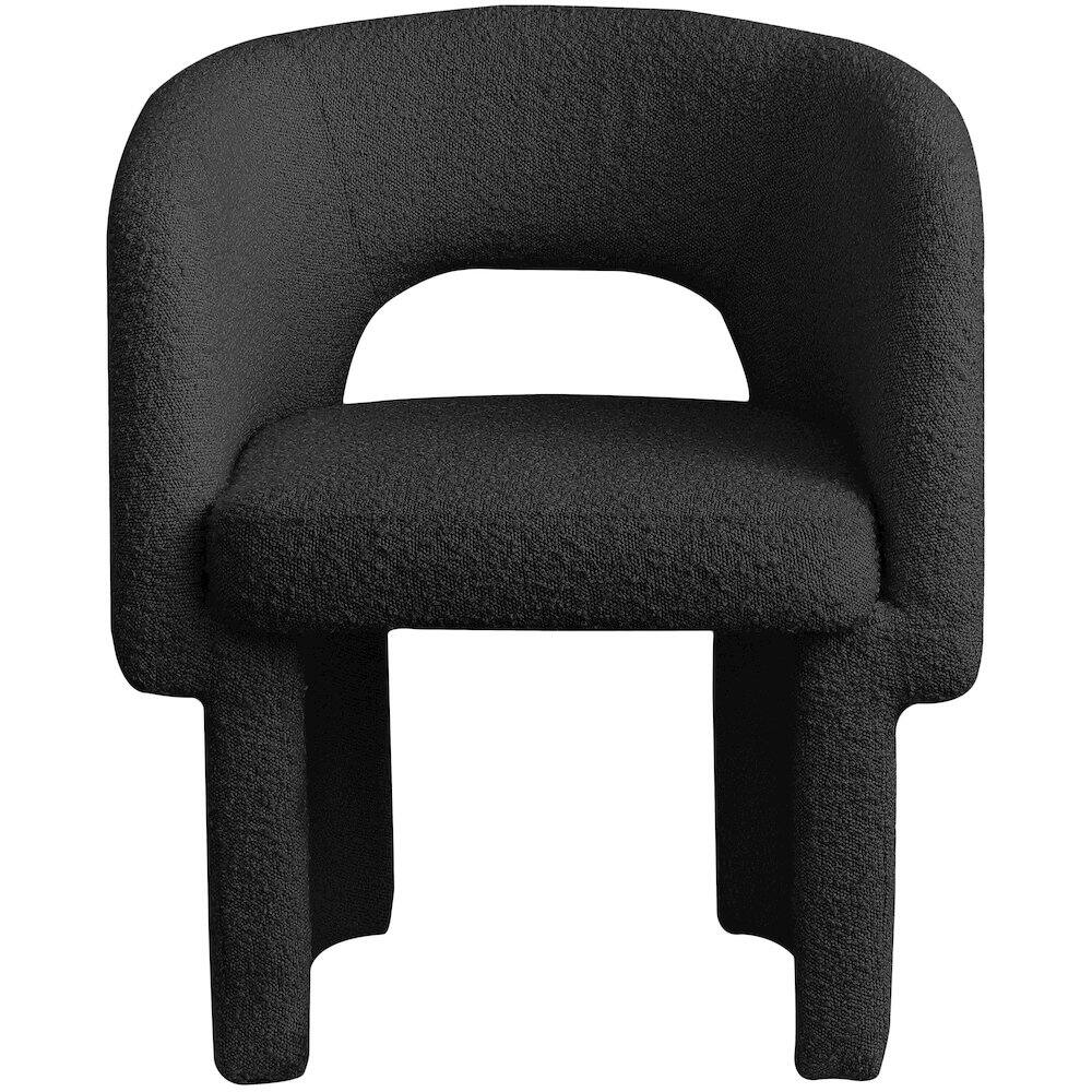 Alt View 2. Meridian Furniture - Emmet Black Boucle Fabric Dining Chair / Accent Chair - Black.
