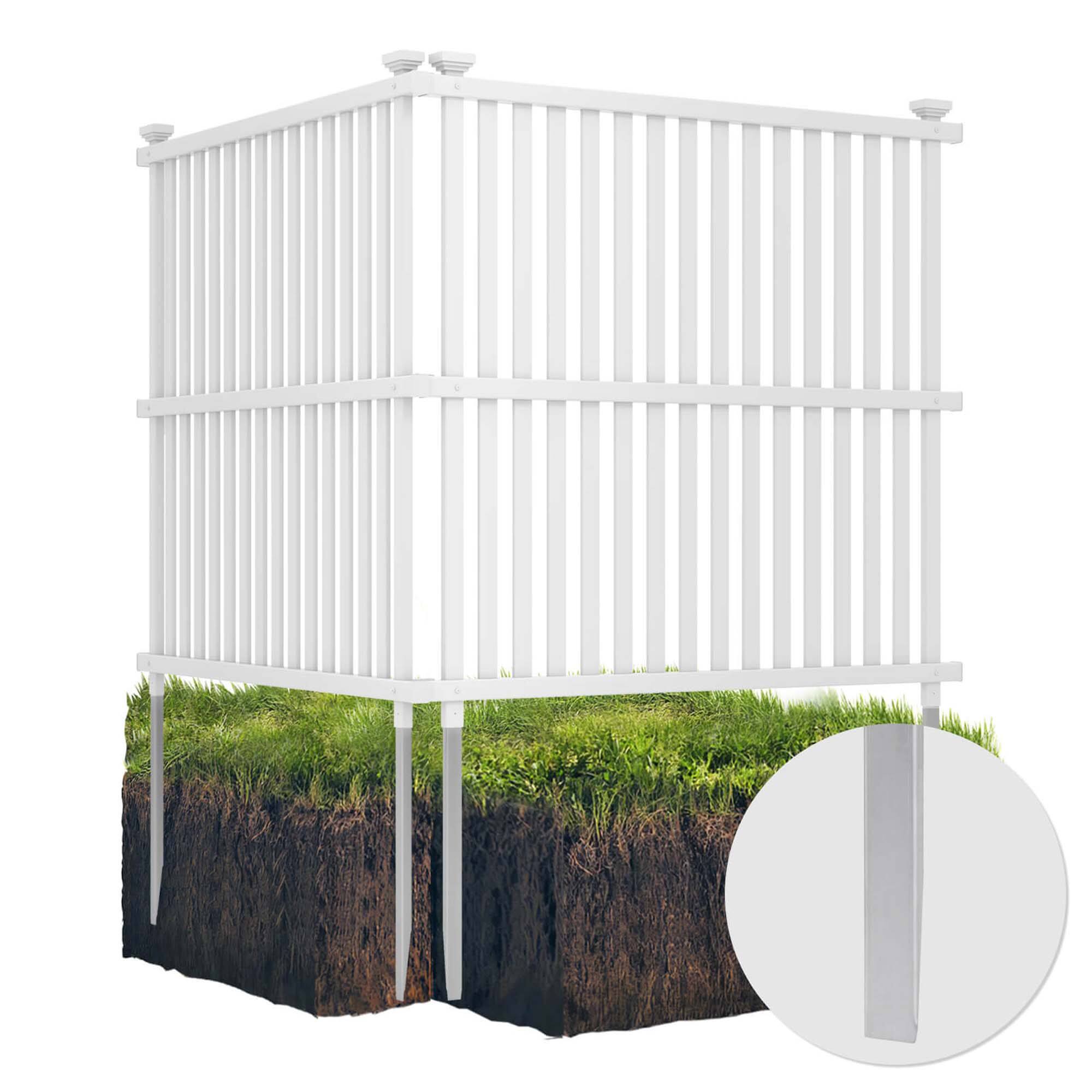 Alt View 1. Costway - 2 Air Conditioner Fence Panels with Metal Ground Stakes No Dig Trash Can Enclosure - White.