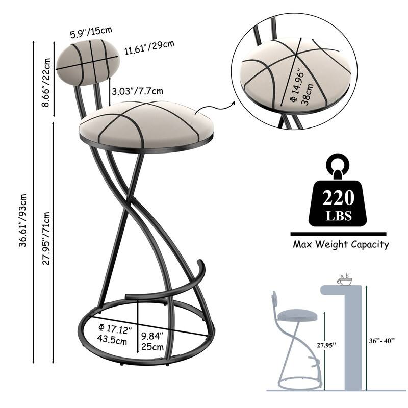 8.66"/22cm  
5.9"/15cm  
11.61"/29cm  
3.03"/7.7cm  
14.96"/38cm  
36.61"/93cm  
27.95"/71cm  
220 LBS Max Weight Capacity  
17.12"/43.5cm  
9.84"/25cm  
27.95"/71cm  
36"-40"