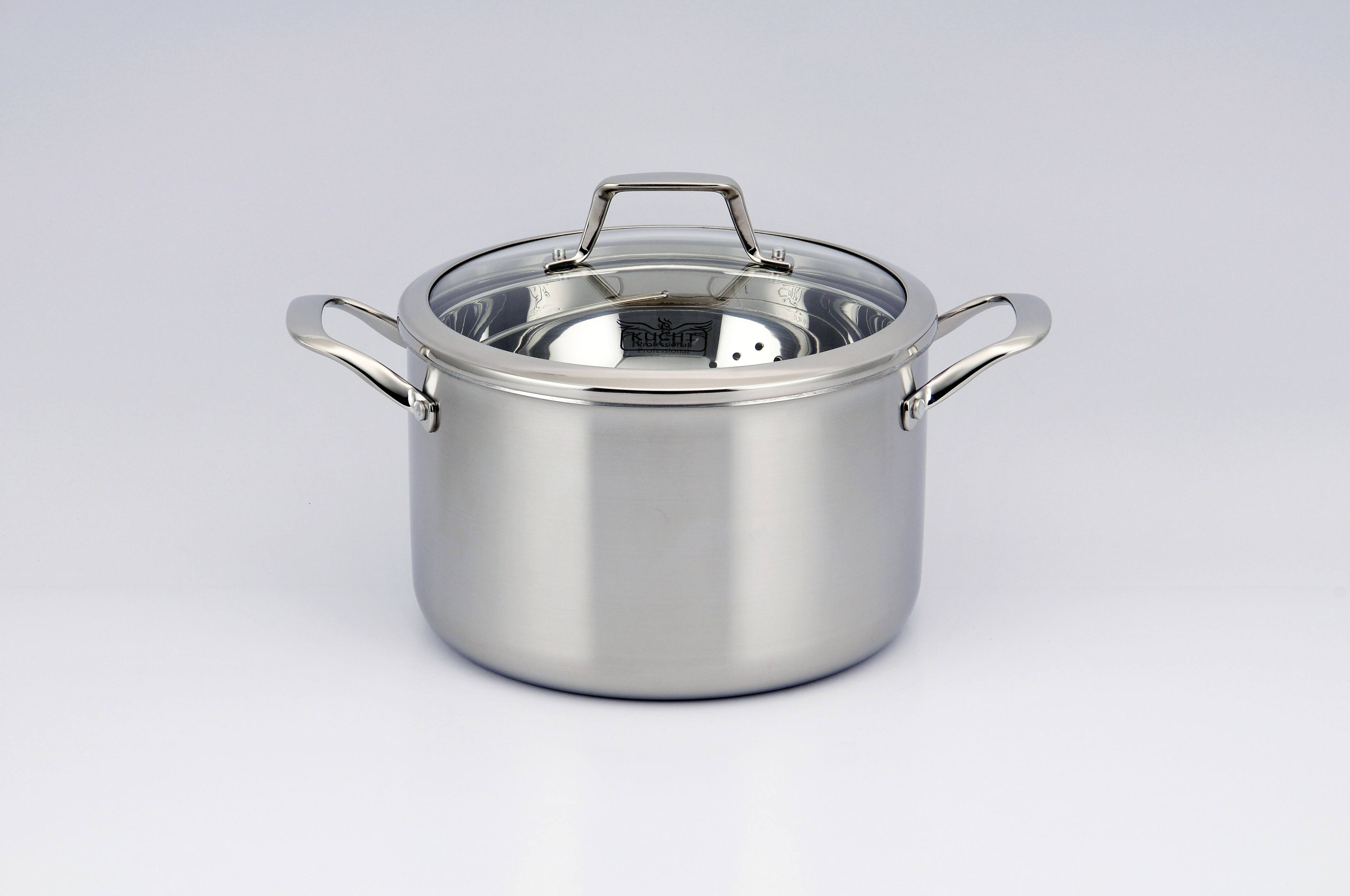 Alt View 4. Kucht - KUCHT Culinary Professional 3-Ply Stainless Steel 10-Piece Cookware Set - Stainless Steel.