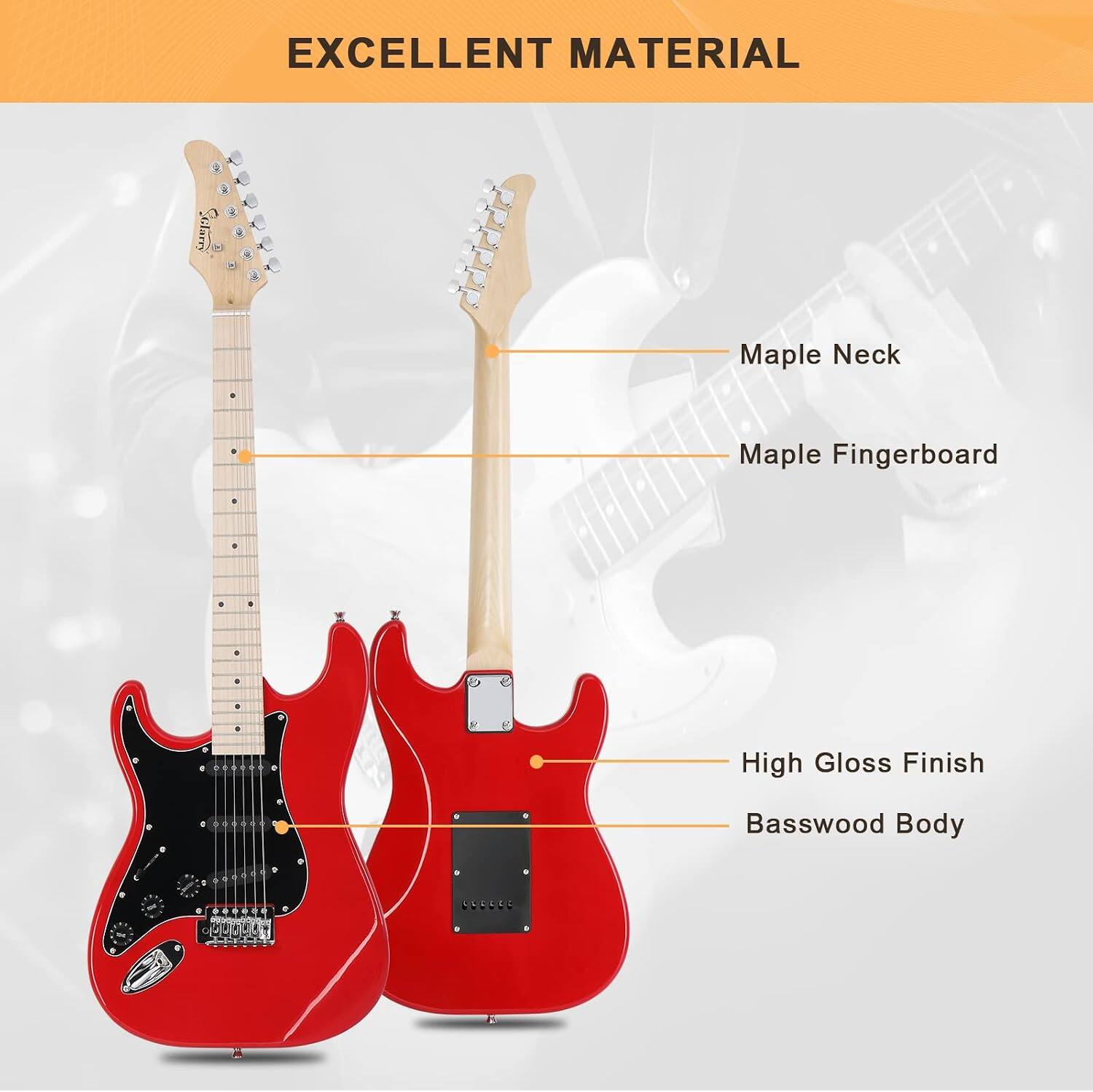 EXCELLENT MATERIAL

- Maple Neck
- Maple Fingerboard
- High Gloss Finish
- Basswood Body