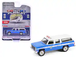 Greenlight - 1990 Chevrolet Suburban K2500 Scottsdale NYPD New York City Police Department Blue White Top Hot Pursuit Series 46 1/64 - Blue with White Top