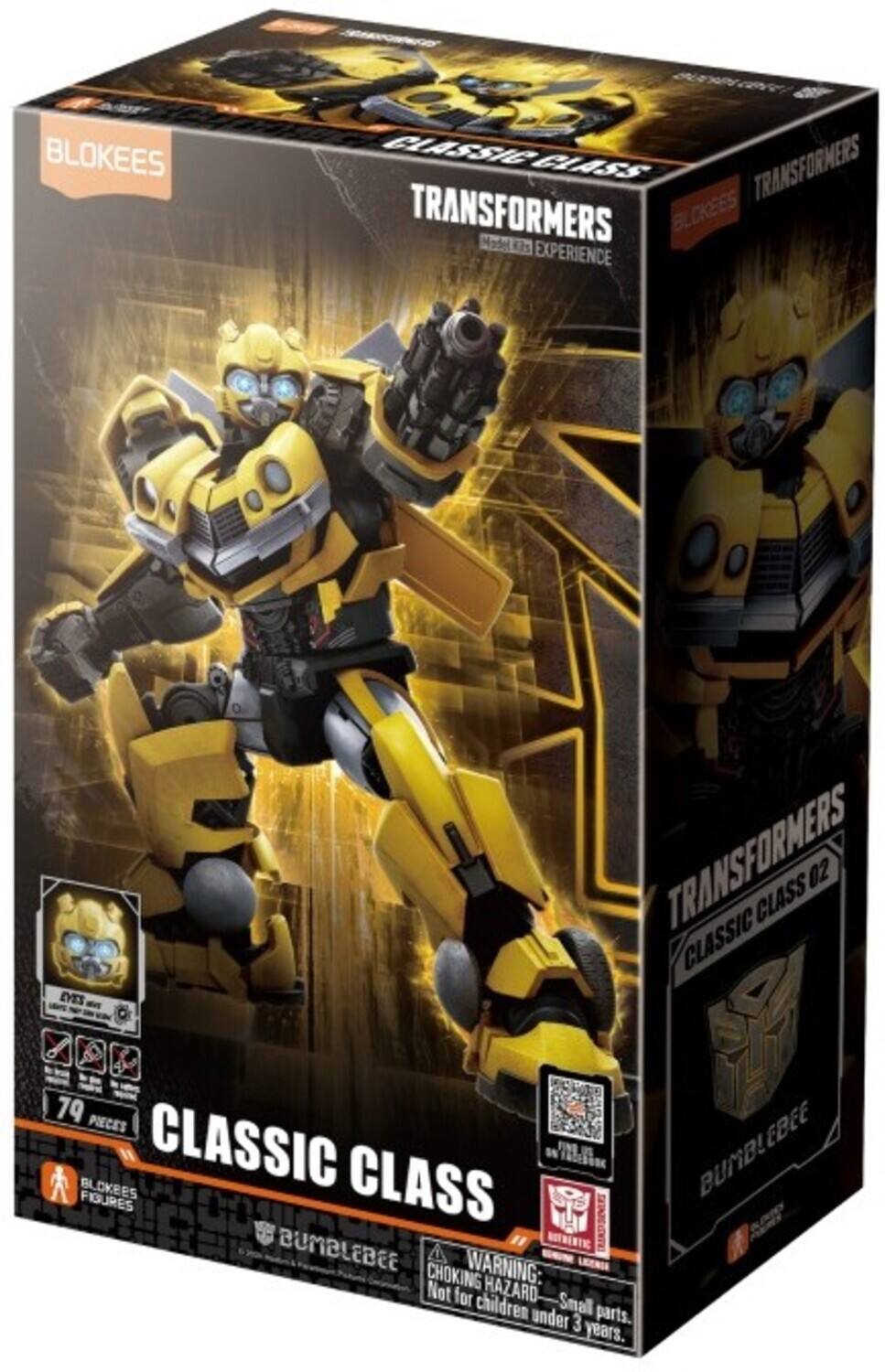 BLOKEES CLASSIC CLASS TRANSFORMERS TRANSFORMERS BLOKEES Madelk3s EXPERIENCE EYES TRANSFORMERS CLASS 02 CLASSIC 79 PIECES BLOKEES CLASSIC CLASS FMLI Fen FIGURES BUMBLEBEE CHOKING WARNING: Not for HAZARD-Small HAZARD Small children under parts. 3 years.