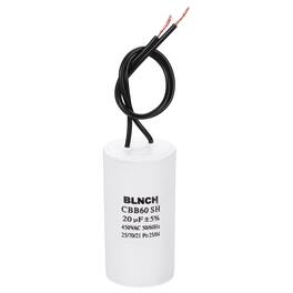 Unique Bargains - 20uF CBB60 Running Capacitor, AC 450V 2 Wire for Air Compressor, Washing Machine, Refrigerator, Air Conditioner - White