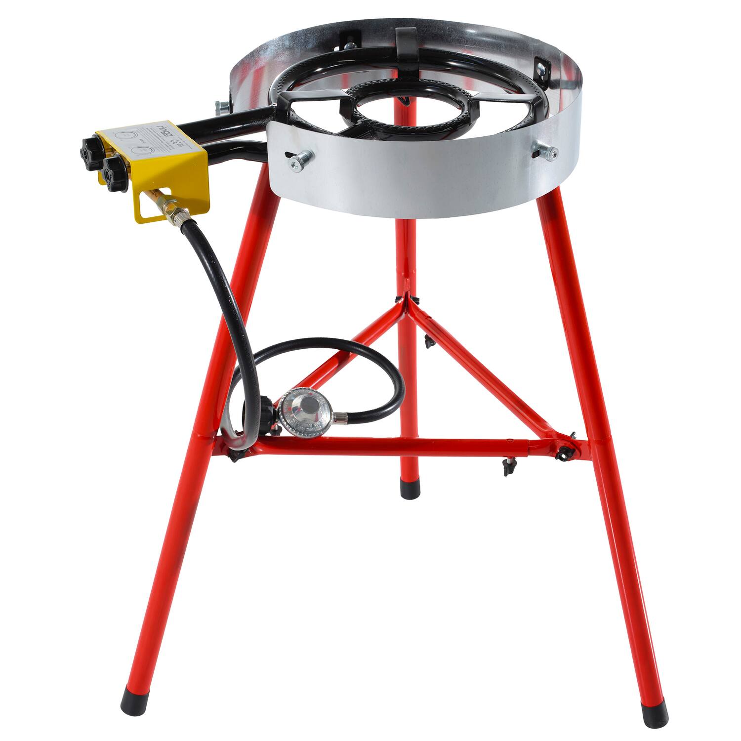 Angle. Ringg - Chef Series Compact Outdoor Propane Flat Top Cooking Kit, 18" Enameled Steel Pan, Dual Burner, Stand - Multicolored.