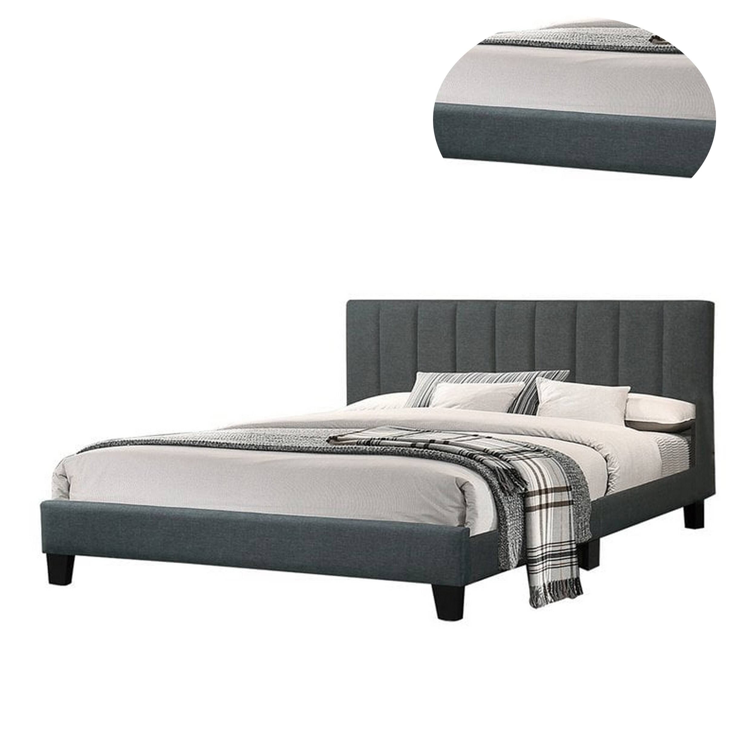 Alt View 1. Manhattan Lane - Dex Modern Platform Full Size Bed, Plush Tufted Upholstery - Charcoal Gray.