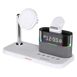 YONWAY - 3 in 1 Portable Wireless Charger with Clock and RGB Lamp, Magnetic Charging Stand for iPhone, Watches, Airpods