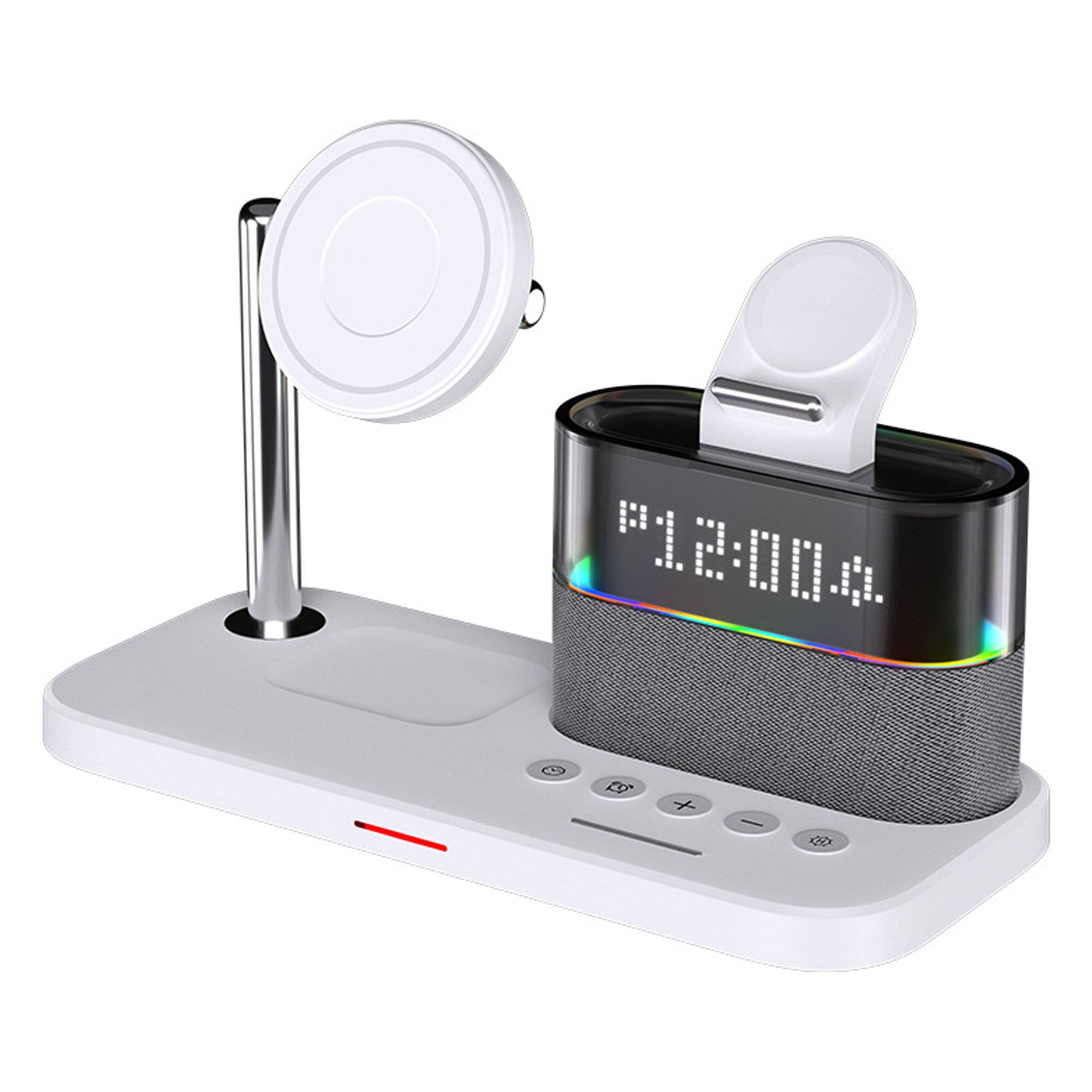 Front. YONWAY - 3 in 1 Portable Wireless Charger with Clock and RGB Lamp, Magnetic Charging Stand for iPhone, Watches, Airpods.
