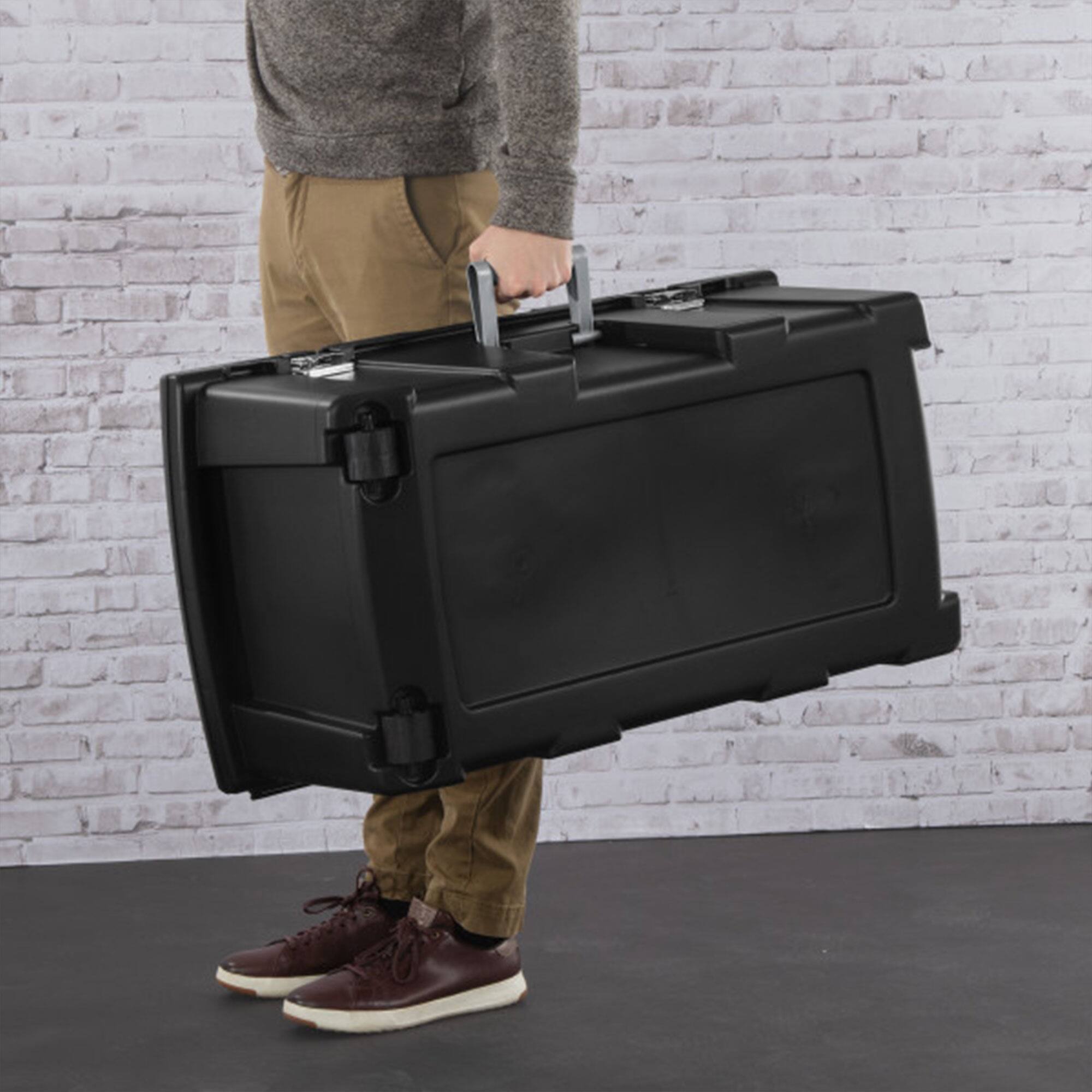 Alt View 2. Sterilite - Sterilite Wheeled Footlocker, Plastic Utility Storage Container, Black, 3 Pack - Black.