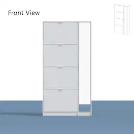 Famapy - Vertical Flip - Down Shoe Cabinet with Full - Length Mirror - White