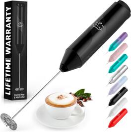 Zulay Kitchen - FrothMate Powerful Milk Frother for Coffee - Portable and Compact Handheld Foam Maker - Black