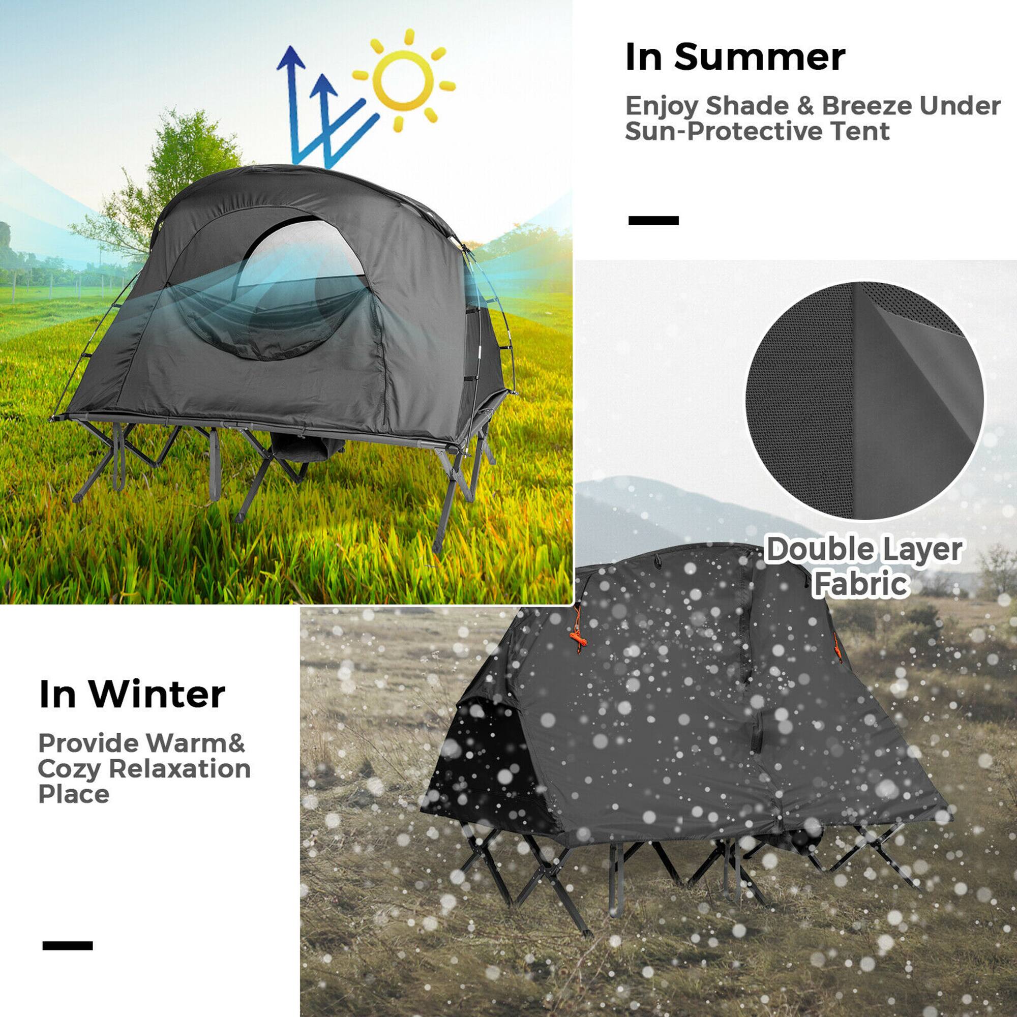 In Summer: Enjoy shade and breeze under sun-protective tent.
In Winter: Provide warm and cozy relaxation place.