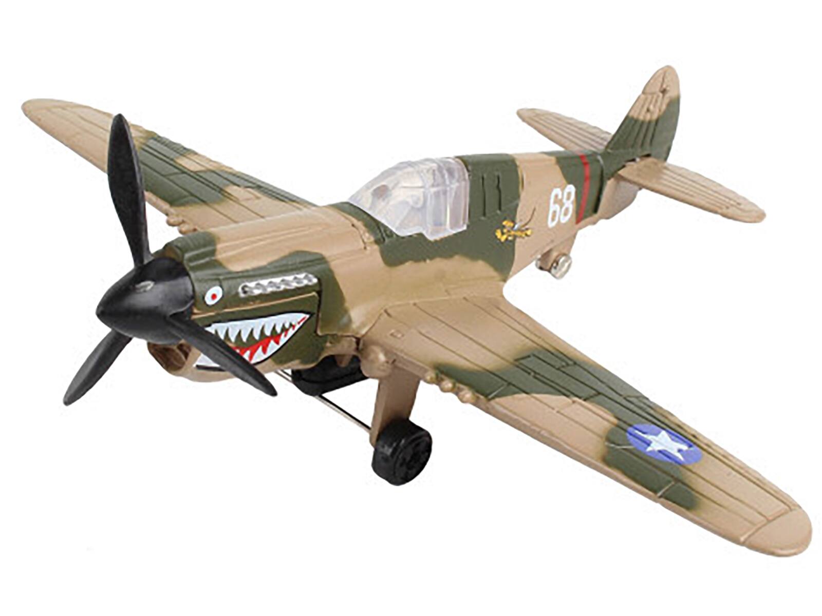 Alt View 3. Runway24 - Curtiss P-40 Warhawk Fighter Aircraft Camouflage with Runway Section Diecast Model Airplane by Runway24.
