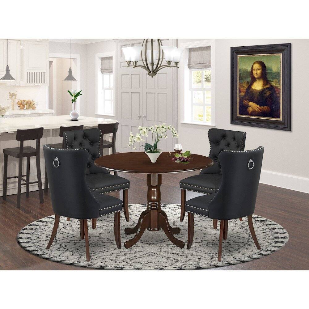 Alt View 8. East West Furniture - 5 Piece Dining Room Set Consists of a Round Kitchen Table with Dropleaf - Red.