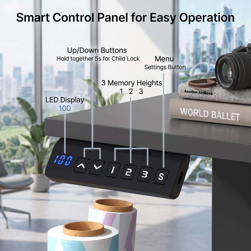 Smart Control Panel for Easy Operation

- Up/Down Buttons
  - Hold together 5s for Child Lock
- Menu Settings Button
- LED Display 100
- 3 Memory Heights 1 2 3

Another ArtBook
WORLD BALLET