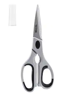 VEVOR - Kitchen Scissors,Durable Stainless Steel Kitchen Shears,Protective Sheath,Heavy Duty Cooking Shears Soft Comfort Handle - Gray-Black + Stainless Steel