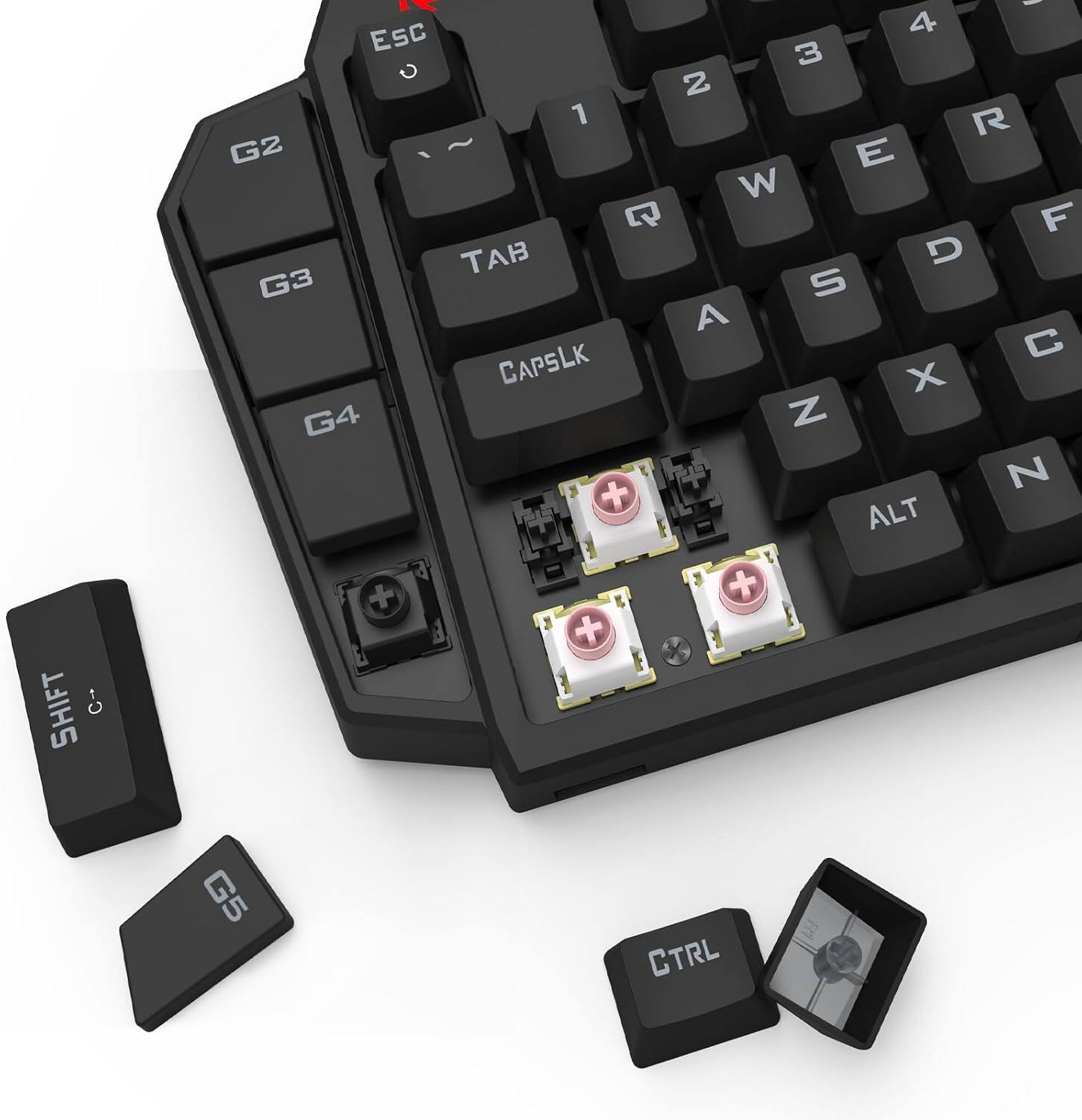 SHIFT C-
-  ESC 4 3 2 1 R G2 E W Q F TAB D G3 S A  CAPSLK X G4 Z N + ALT + + G5 CTRL