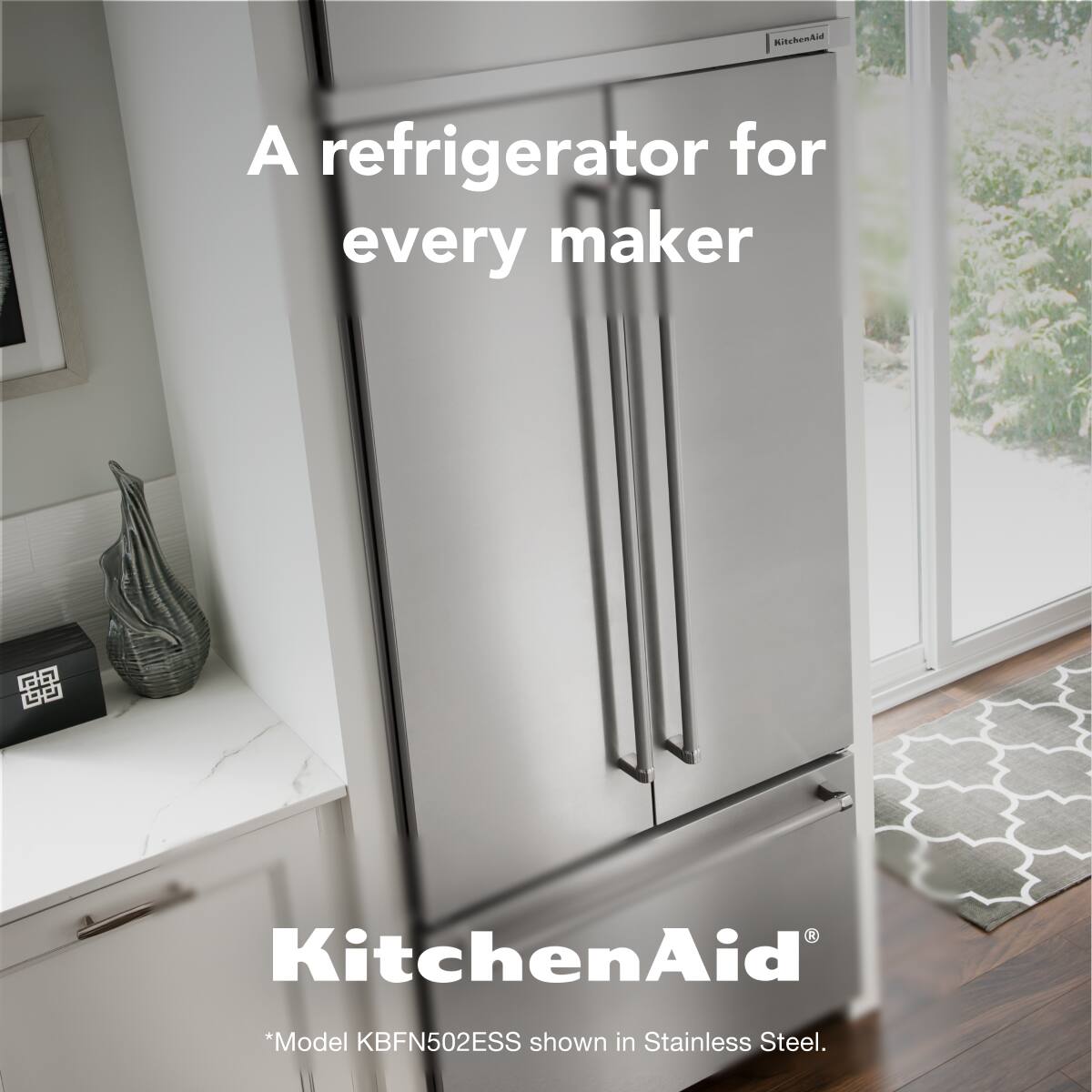 A refrigerator for every maker

KitchenAid®

*Model KBFN502ESS shown in Stainless Steel.